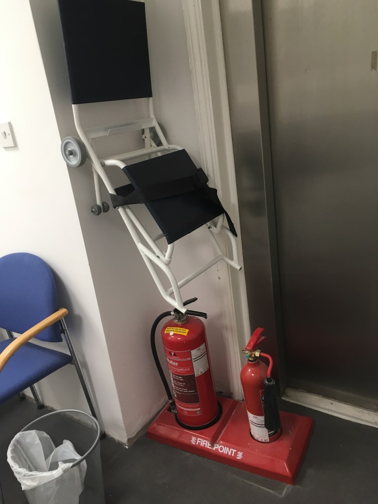 seats, GP, hospital extinguishers