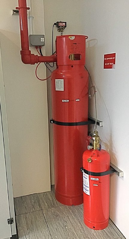 book for scale extinguishers - datacentre floor in Cambridgeshire - suppression gas cylinders