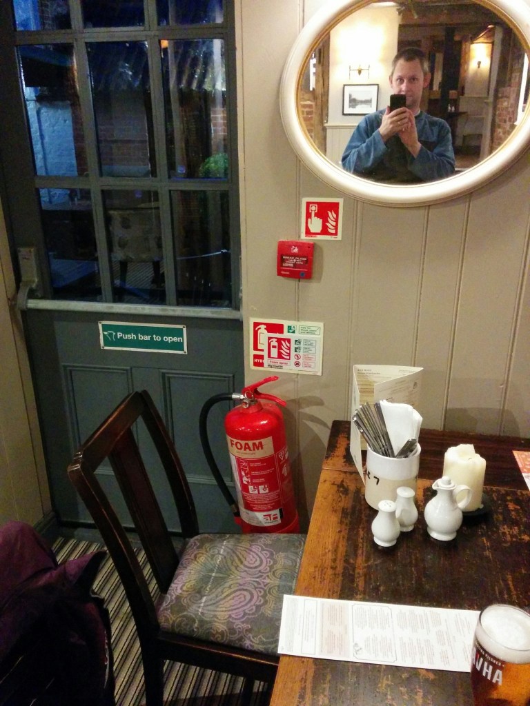 pub extinguisher, selfie extinguisher - selfie with a human on a mirror