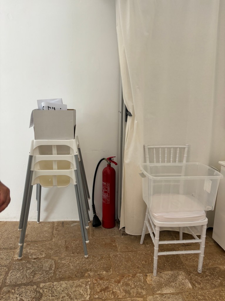 wedding preps with an extinguisher