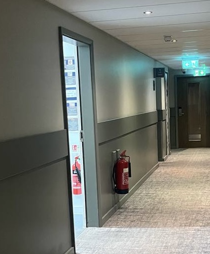 extinguishers in a Scottish hotel